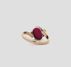 Vintage 14k Yellow Gold Lab Grown Star Sapphire Ruby Gemstone Diamond Ring 6.25