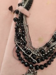 Vintage JUICY COUTURE Blsck & Silver Beaded Necklace NIB