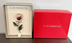 Lot Rose Pins Necklaces Liz Claiborne EBJ V Evers NRT 1 Sterling Marcasite 925