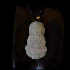 Burmese Natural Jade Jadeite Pendant ‘The Buddha’, 30x17mm, with adjustable cord