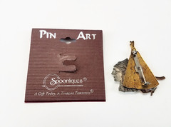 Vtg SPOONTIQUES Native American INDIAN Art Pin Copper Pewter Brass Toned Brooch