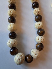 Vintage Carved Necklaces Earrings And Old Brooches.