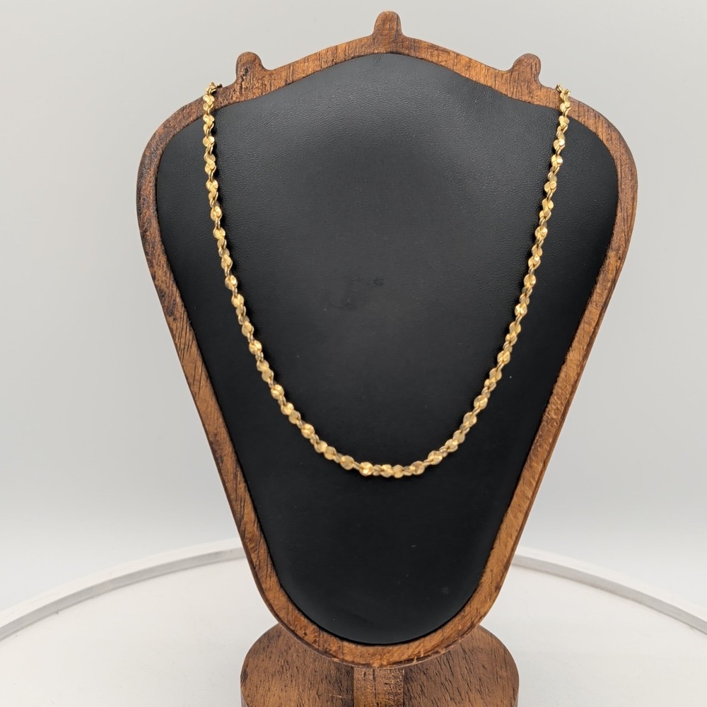 Vintage Sigal Gold Tone Twisted Flat Link Serpentine Chain Necklace 16″