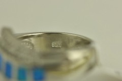 NEW Sterling Silver BLUE FIRE OPAL & CZ RING BRILLIANT -SZ(6.25) 8.3 GR S6624