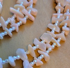 Rare 56in Pink Mother Of Pearl Polished Shell Single Strand Beaded Necklace