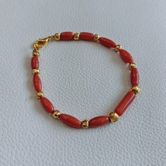 Natural Coral Gemstone Bracelet Coral Bead Bracelet Red Coral Handmade Bracelet