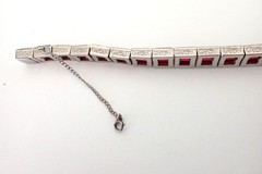 Art Deco Vintage Diamonbar Sterling Silver Channel Set Bracelet Red Openback