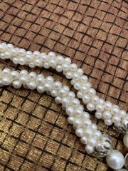 Vintage Strand Clustered Faux Pearls Beaded 57″ Lariat Necklace