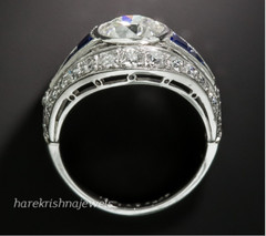 Art Deco Vintage 3.51CT Round Lab-Created Diamond 14K White Gold FN Antique Ring