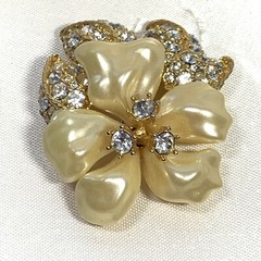 VINTAGE Sign NOLAN MILLER Jane Wyman PIN Lucite Flower Rhinestones Gold BOX COA