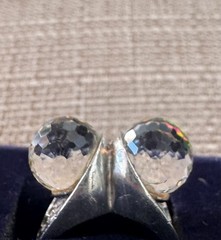Double Crystal Ball & 925 Silver Ring – Rare One of a Kind Rainbow Multicolor