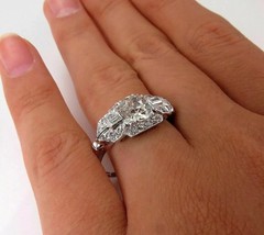 3Ct Art Deco Vintage Style Lab Created Diamond Engagement 14k White Gold FN Ring