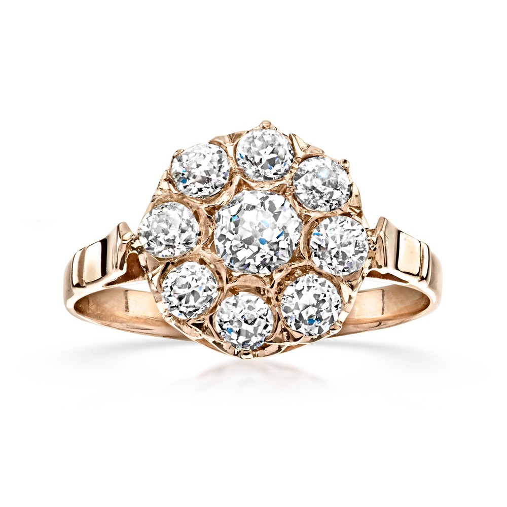Vintage .89 ct. t.w. Diamond Flower Ring in 18kt Rose Gold. Size 6.25