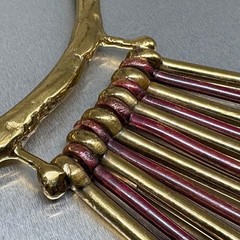 Vtg 1970s KINETIC MODERNIST “Matchstick” NECKLACE Brutalist Copper Brass Mexican