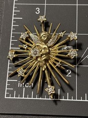 Large Starburst Angel Cherub Brooch