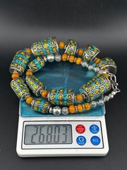 Beautiful Turquoise, Amber Howlite Tibetan Nepal Tube Vintage Handmade Necklace