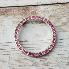 Vintage Pendant – Large Pink Gem Circle – No Chain Included