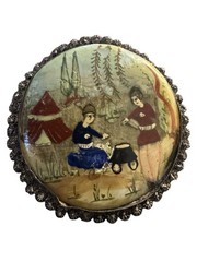Vintage Beautiful Persian Hand Painted Mother of Pearl Pendant/Charm