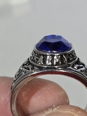 4pc Lot Size 12 Men US Army Military Rings Blue Sapphire Simulated Stone Bulk