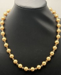 17″ Champagne Simulated Pearl Necklace 7.5″ Bracelet Set Gold Filled Crystal New
