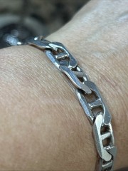 28. Vintage Sterling 925 Mariner Link Chain Bracelet 8 3/4″. 29.1g. Italy Unx