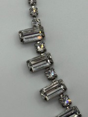 Vintage Weiss Necklace Clear Rhinestone Baguette Choker Silver Tone