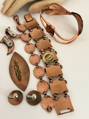 Vintage Copper Jewelry Lot Bold Statement Signed Unsigned Bracelets Earrings