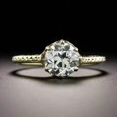 Art Deco 2CT Round Lab Created Diamond Solitaire 14K Gold Finish Engagement Ring