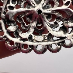 Vintage German 835 Silver Filigree Pendant with Chain Antique Jewelry 21.2g