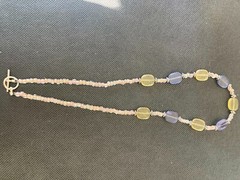 Necklace Art Glass Lavender, Yellow, and Pink Beads 18-inches