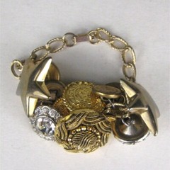 Button Charm Bracelet Vintage Goldtone Chain Jewelry Women Vintage 1970s 1980s