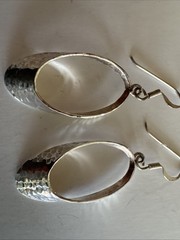 925 Sterling Silver Dangle Hoop Earrings Pierced Excellent Quality Vintage 1.5 “