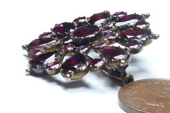ANTIQUE ENGLISH GEORGIAN PERIOD 9K GOLD ALMANDINE GARNET BROOCH c1820