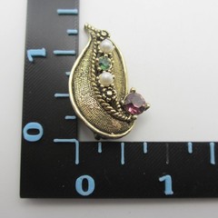 Vtg Climber Earrings Suffragette Colors Rhinestone Textured Gold Tone Clip Ons