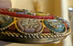 Vintage Italian Micro Mosaic Brooch Lot Millefiori Mandolin Pin Floral Italy 2PC