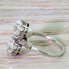 Two Stone 2.50Ctw White Round Simulated Diamond Art Deco Wedding 925 Silver Ring