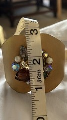 Vintage Huge Juliana? Clamper Cuff Prong Set Stones Bracelet 3” Wide Estate
