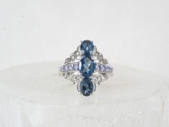 Vintage Sterling Silver 925 Heated London Blue Topaz Tanzanite Ring Size 8