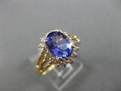ESTATE LARGE 2.05CT DIAMOND & TANZANITE 14KT YELLOW GOLD ENGAGEMENT RING #25527