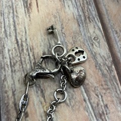Signed FOSSIL antique silver anchor link magnetic locket necklace