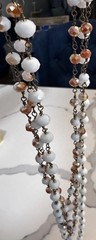 3-Layer Beaded Necklace Gold Tone Multicolor Neutral Boho Chic Long
