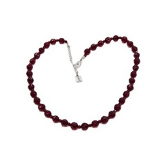 Chaps Necklace Red Faceted Beaded Silver tone Couture Vintage 21 in