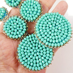 Pretty Turquoise Colored Beaded Dangle Drop Earrings Light Weight Round Long