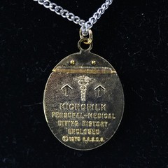 Vtg 1970’s NASDS Gold-Toned Diver Pendant with Slot for Medical Information