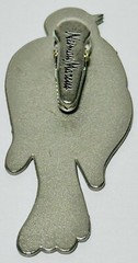 Vintage Neiman Marcus Silver Tone White Enameled Bird Scarf Clip 3.5 In