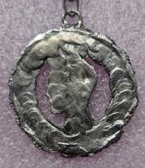 Large Vintage 2.125 Inch Aged Metal Roman Head Medallion Pendant Necklace – NICE