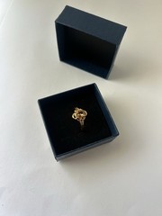 Vintage Orange Cubic Zirconia Ring Gold Plated Womens Size 8.5