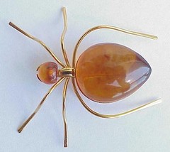 ✅BALTIC AMBER RUSSIA SOVIET INSECT SPIDER BROOCH 22k GOLD JEWELRY 老琥珀 PIN ORDER