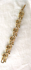 Rare Signed BSK Vintage Gorgeous Enameled AB Rhinestone flower 5 link Bracelet