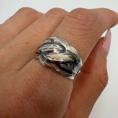 Rare Vintage USSR 875 Silver Kubachi Niello Ring Star Hallmark Size 9 2.79g